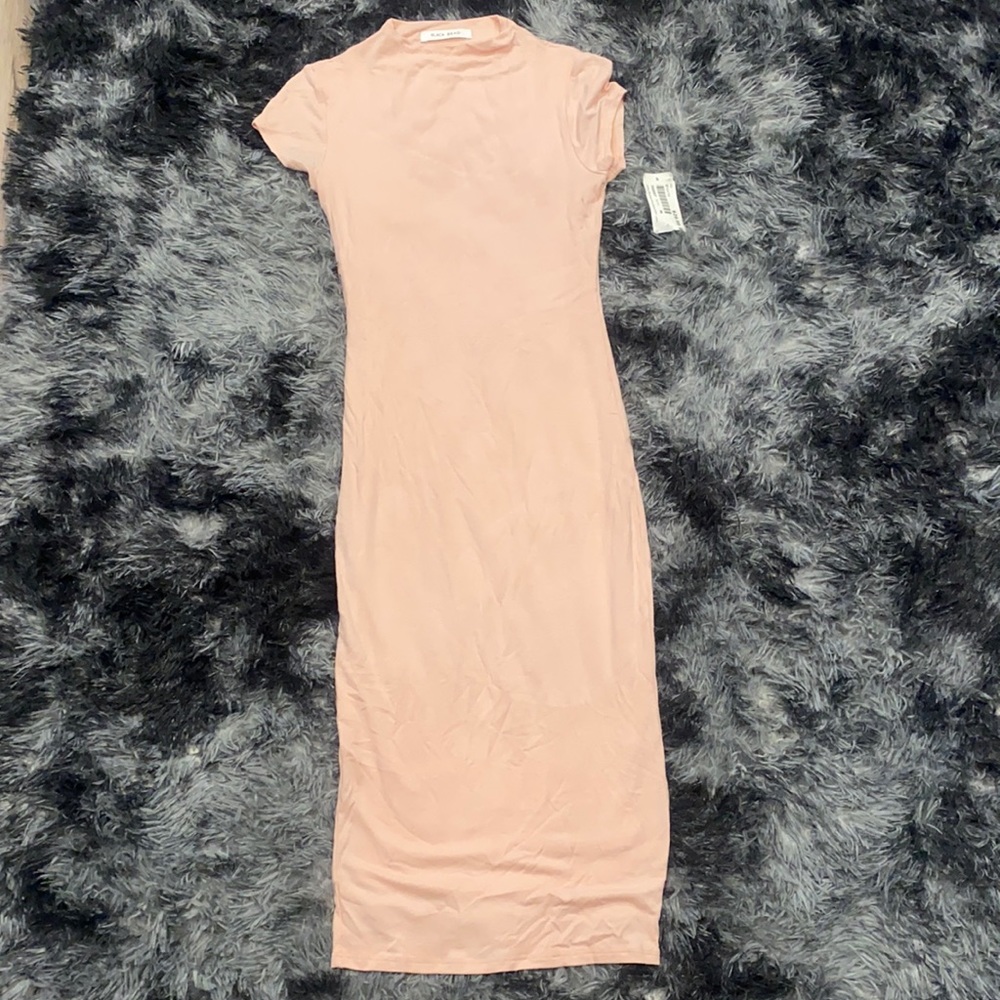 Blush turtleneck body con dress